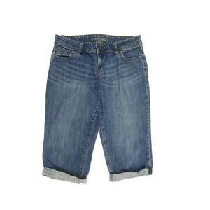 Old Navy Cuffed Capri Women's size 10 Medium Wash Blue Denim jeans
